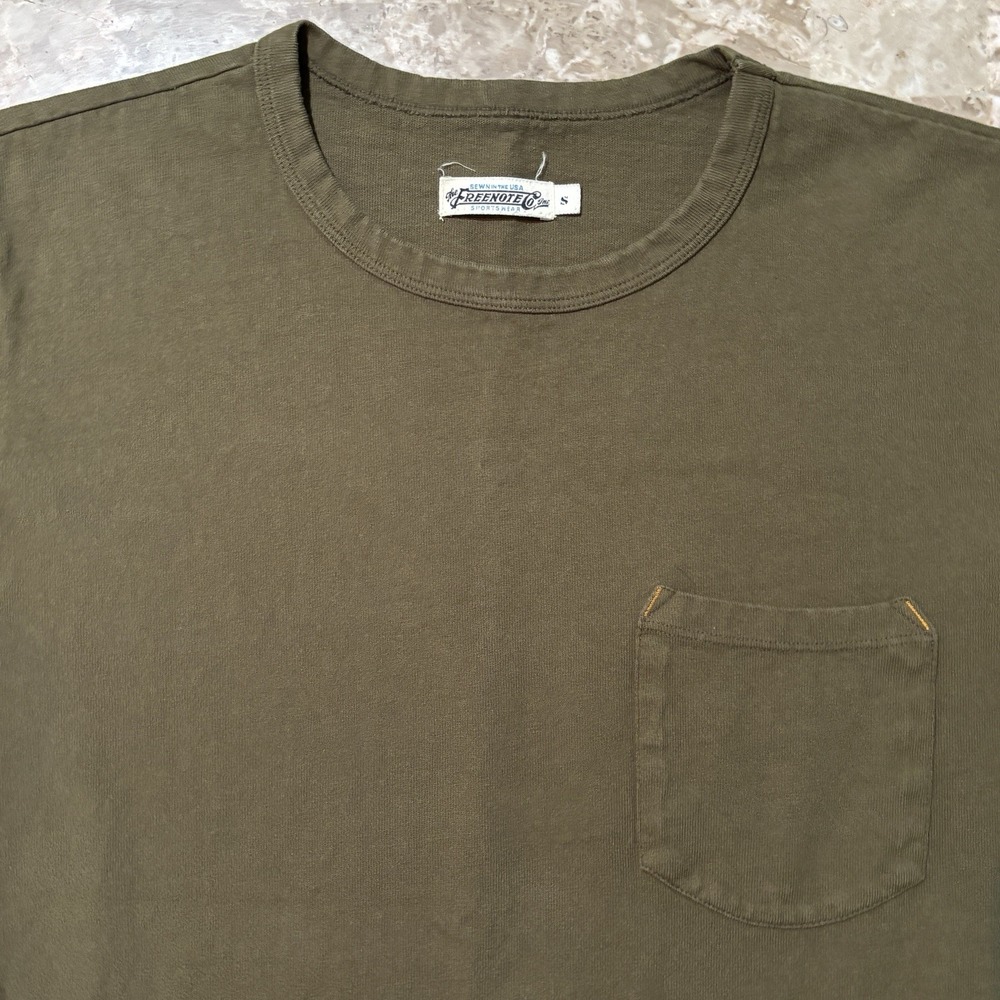 Freenote Cloth 13oz Shirt Mens Small Green Short Sleeve Tee Crew USA Thick